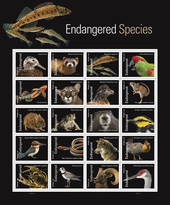 The U.S. Postal Service is celebrating the 50th anniversary of the Endangered Species Act with these stamps, available May 19.