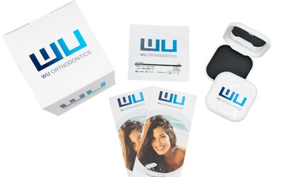 An example suite of custom logo items for patient aligner cases manufactured by uLab Systems for Wu Orthodontics.