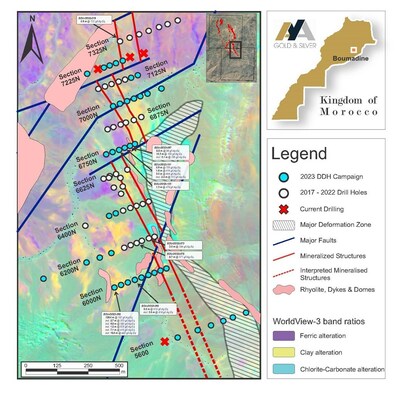 Figure 2 - Surface Plan of the South Zone with 2023 DDH Results (CNW Group/Aya Gold & Silver Inc)