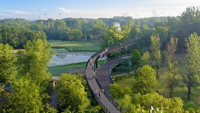 The Treetop Trail at the Minnesota Zoo, the world's longest elevated pedestrian loop, is scheduled to open to the public on July 28, 2023.