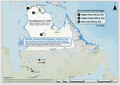 Scout Nunavik Land Packages Location Map (CNW Group/Scout Minerals Corp.)