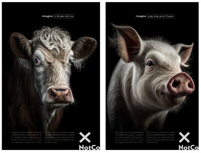 Global food-tech leader, NotCo, leveraged A.I. to create hyper-realistic images of old farm animals because they don't exist in the food industry. (CNW Group/NotCo)