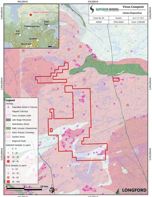 Figure 2: Project geology and prospectivity based on available regional goverment data. (CNW Group/Superior Mining International Corporation)