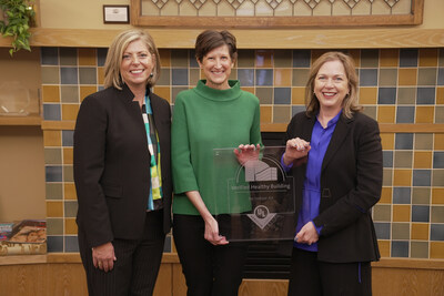 A Ronald McDonald House in Chicago achieved the UL Verified Healthy Building Mark for Indoor Air, the first Ronald McDonald House to earn the UL Verified Mark. Pictured left to right: Katie Fitzgerald, president and CEO of RMHC Global, Holly Buckendahl, president and CEO, RMHC Chicagoland and NW Indiana, and Jennifer Scanlon, president and CEO, UL Solutions.