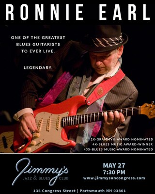 Legendary Blues Guitarist RONNIE EARL & THE BROADCASTERS perform at Jimmy's Jazz & Blues Club on Saturday May 27 at 7:30 P.M. Tickets are available at Ticketmaster.com and www.jimmysoncongress.com.