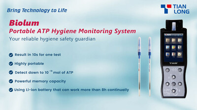 Sistema de monitoramento de higiene de ATP portátil bioluminescente Tianlong (PRNewsfoto/Xi'an TianLong Science and Technology Co., Ltd)