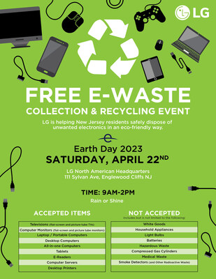 While helping local residents protect the planet through responsible recycling, this event supports meeting e-waste collection and recycling goals, which LG is increasing by 37 percent in New Jersey this year. Across the country, LG recycled almost 50 million pounds of e-waste in 2022.