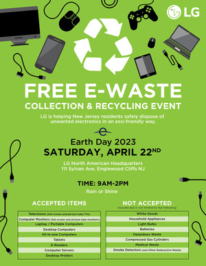 LG EARTH DAY ELECTRONICS RECYCLING EVENT SUPPORTS MEETING AGGRESSIVE 2023 E-WASTE GOALS