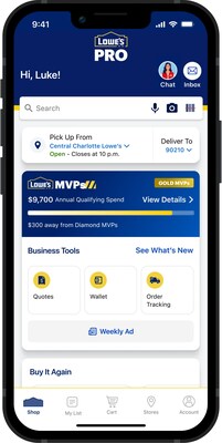 Lowe's MVPs Pro Rewards + Business Tools Homepage