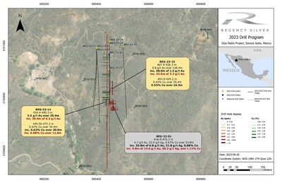 Figure 1: Plan map showing the location and drill traces of all holes completed to date. (CNW Group/Regency Silver Corp)