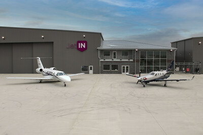 Jet IN's $11 million fixed-base operator (FBO) complex features a 10,000 square foot passenger terminal, a 40,000 square foot aircraft hangar, a 10,000 square foot aircraft maintenance facility, and more than 3 acres of dedicated ramp space. The facility also supports the operations of Jet OUT, an affiliated aircraft charter and co-ownership program, which currently bases five aircraft at the facility.