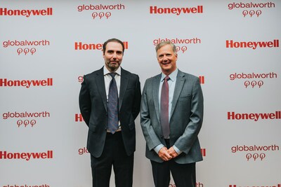 Globalworth CEO Dennis Selinas and Honeywell Connected Enterprise CEO Kevin Dehoff in Warsaw, Poland