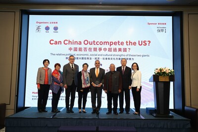 Group photo of Keynote Presentation and Luncheon with Professor Kishore Mahbubani : Dr. Esther Chan, Executive of  B&P Foundation; Ms. Winnie Yip, Executive of B&P Foundation; Mr. Paul Tse, Executive Vice Chairman of the Hong Kong Policy Research Institute; Dr. Betty Chan, CEO of Yew Chung Yew Wah Education Network, Co-founder of B&P Foundation; Professor Kishore Mahbubani, Distinguished Fellow at the Institute of Asian Studies, National University of Singapore; Professor Paul Yip, Chairman of the Hong Kong Policy Research Institute, Yew Chung Yew Wah Education Network, and B&P Foundation; Mr Chan Heng Wing, the Non-Resident Ambassador of Singapore to the Republic of Austria; Dr. Lydia Chan, Executive of B&P Foundation. (from left to right) (PRNewsfoto/Yew Chung Yew Wah Education Network)