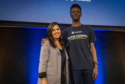 America Ferrera and Okezue Bell at the 2023 Prudential Emerging Visionaries Summit.