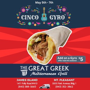 Come Celebrate Cinco de Gyro™ at The Great Greek Grill