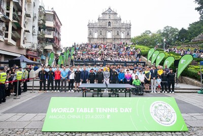 A promotional event was held at the Ruins of St. Paul’s to celebrate the World Table Tennis Day and advocate social inclusion in support of Macau in building a healthy and harmonious community. (PRNewsfoto/Galaxy Entertainment Group)
