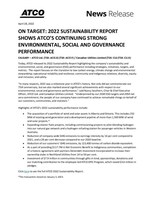 ON TARGET: 2022 SUSTAINABILITY REPORT SHOWS ATCO'S CONTINUING STRONG ENVIRONMENTAL, SOCIAL AND GOVERNANCE PERFORMANCE