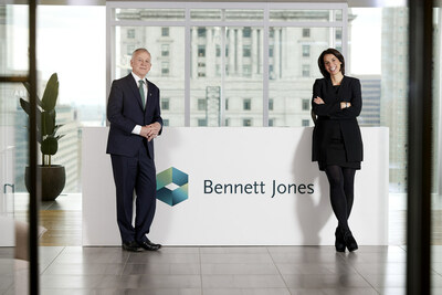 Hugh MacKinnon and Pascale Dionne-Bourassa in the bright lobby of Bennett Jones' new Montreal office at 900 de Maisonneuve West. (CNW Group/Bennett Jones)