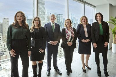Bennett Jones' Montreal office is supported by a stellar team of local professionals and a well-established management team across the country, including, from left to right: Jacinthe Landry (Director of Administration, Montréal), Lisa Azzuolo (CMO), Hugh MacKinnon (Chair and CEO), Monique Mercier (Senior Advisor), Siobhan Walsh (CAO) and first Montreal-based Partner, Pascale Dionne-Bourassa. (CNW Group/Bennett Jones)
