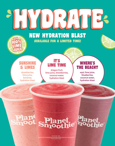 Planet Smoothie's New Hydrate Smoothies, available now through September 4.