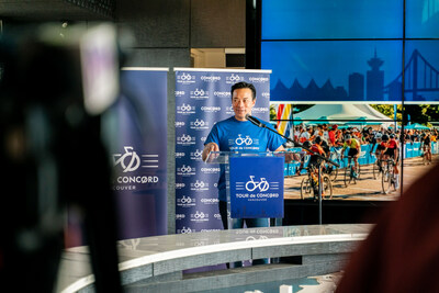 Vancouver Mayor Ken Sim joined Terry Hui of Concord Pacific to roll out the 2023 Tour de Concord Race & Festival Program. (CNW Group/Concord Pacific)