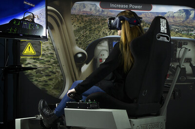 Student Flying F22 Mission in Flight Simulator by True Course Simulations & Flight Instruction by Pilot Institute.