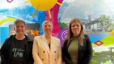 From left to right: Martin Lessard, CEO of MT Lab; Emmanuelle Legault, President and CEO of the Palais des congrès de Montréal; Audrey Bernard, Founder & Entrepreneur at Stimulation Déjà Vu. (CNW Group/Palais des congrès de Montréal) From left to right: Martin Lessard, CEO of MT Lab; Emmanuelle Legault, President and CEO of the Palais des congrès de Montréal; Audrey Bernard, Founder & Entrepreneur at Stimulation Déjà Vu. (CNW Group/Palais des congrès de Montréal)