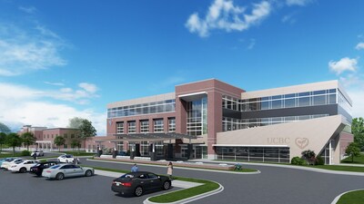 This artist rendering depicts University Cancer & Blood Center's Comprehensive Cancer Center, opening August 2023.