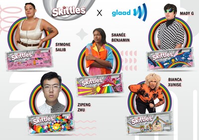 SKITTLES previews its 2023 Pride program with a first look at its fourth annual SKITTLES Pride packs, swapping out the brand's signature rainbow on packaging for original designs crafted by five LGBTQ+ artists to tell a visual story of Pride. $1 per every pack sold (up to $100K) will be donated to GLAAD to support and increase visibility for the LGBTQ+ community.