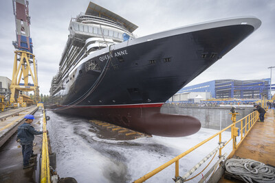 Today, the world’s most iconic luxury cruise brand Cunard celebrated a momentous construction milestone with the float out of their fourth ship, Queen Anne. (PRNewsfoto/Cunard)