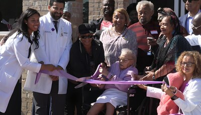 Lecie Worthy, age 106, a patient champion for Dedicated Senior Medical Center, joins staff and dignitaries in cutting the ribbon during today’s official opening of Dedicated’s first medical facility in the State of South Carolina.