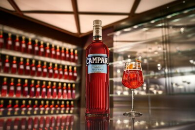 The newly redesigned bottle, which pays homage to Milano, and Campari Spritz, a symbol of the Milanese Aperitif. 