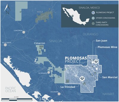 Figure 3: Plomosas Project core concessions, as well as non-core concessions available for partnership or purchase (CNW Group/GR Silver Mining Ltd.)