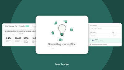 Teachable's new features include Cart Abandonment, AI Curriculum Generator & Buy Now, Pay Later