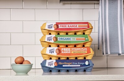 Happy Egg hens are fed a nutritious, high-quality diet, which yields the unique deep orange yolks found in all of their egg products: Free Range, Organic, Vitamin Plus, and Heritage, available at grocery stores nationwide. Visit happyegg.com for store information.