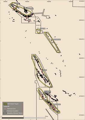 Figure 5: Drill Hole Location Plan by Drilling Type (GDA94Z50). (CNW Group/Macarthur Minerals Limited)