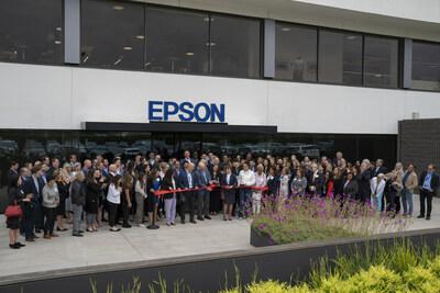 CEO Keith Kratzberg cuts ribbon at Epson's new Los Alamitos headquarters