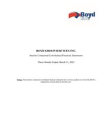 Boyd Group Services Inc. Reports First Quarter 2023 Results