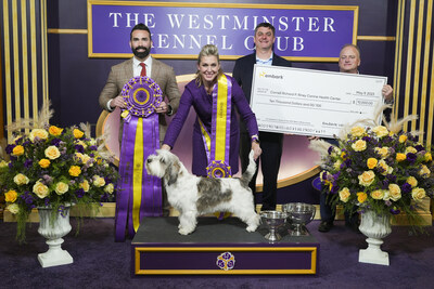 Embark's donation of $10,000 to the Cornell Richard P. Riney Canine Health Center in the name of Best in Show winner, Buddy the Petit Basset Griffon Venden, at the Westminster Dog Show.
