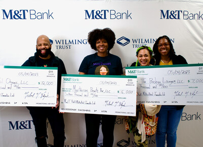 M&T Harlem Multicultural Small Business Lab winners (from left to right): Alton Weeks, Cellful Organics; Erica Watson, MixxTresses Hair Collection; and Brittany Wallace and Catherine Buccello, The Bodega Lounge, NYC. 

The winners, who were awarded a total of $35,000, were selected following a pitch competition held in partnership with Carver Federal Savings Bank on May 4 at the Harlem Commonwealth Council.