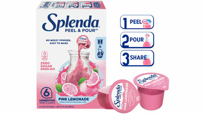 Splenda® Peel & Pour™ Zero Calorie Drink Mix pods have the perfect portion of concentrated liquid drink mix, making it as easy as Peel, Pour and Share!