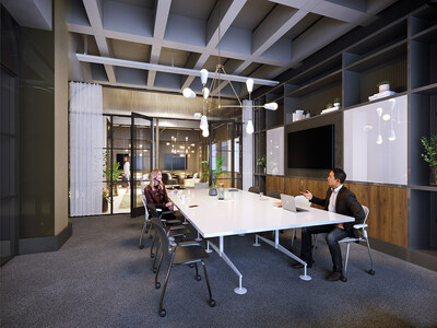 One of the new conference rooms in Worklife Meetings. Courtesy of THE MART. Renderings by Evolution Virtual.