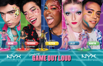 NYX Professional Makeup launches its ‘Game Out Loud’ pride campaign to create safe spaces for the LGBTQIA+ community and bring awareness to bullying in the online gaming world. Five LGBTQIA+ creators and gamers featured in the campaign include (L to R): Brian Diaz (he/him), Frederic Chen (he/him), Glitch (she/her), Lilly Teel (she/her), Martin Corona (he/him).