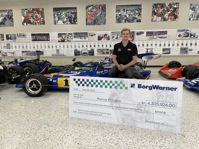 Marcus Ericsson is in position to receive the BorgWarner rolling jackpot if he wins the Indianapolis 500 for a second consecutive year, totaling $420,000 or 4,305,924 Swedish krona.