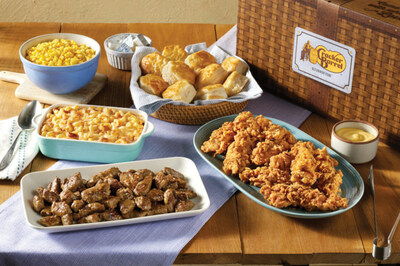 The new Sirloin Steak Tips n' Tenders Family Meal Basket includes options for everyone in the family to enjoy. Prepared hot and ready to enjoy with sirloin steak tips and garlic butter glaze, choice of grilled or hand-breaded fried chicken tenders, two country sides, buttermilk biscuits and dipping sauce.
