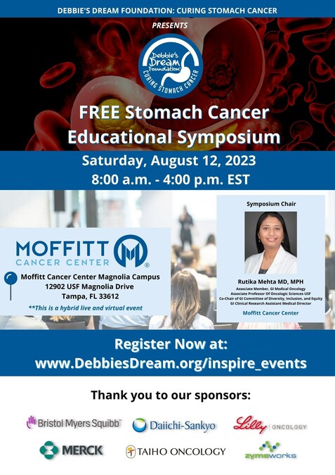 Debbie's Dream Foundation: Curing Stomach Cancer Hosts Free Stomach Cancer Educational Symposium in Partnership with Moffitt Cancer Center - Vimarsana News