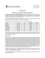 Denison Announces Results of Shareholder Meeting (CNW Group/Denison Mines Corp.)