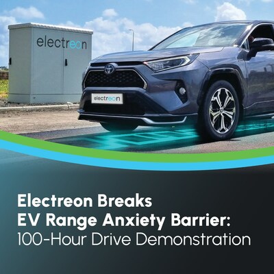The TOYOTA RAV4 charging wirelessly while driving at Electreon's HQ (PRNewsfoto/Electreon)