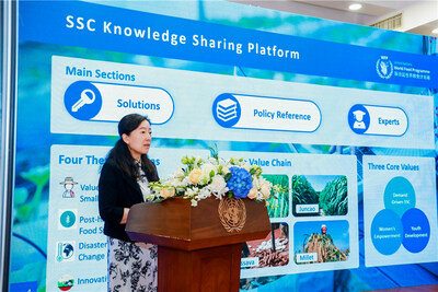 Jia Yan, Head of SSC at WFP China, presentsat the South-South Cooperation Knowledge Sharing Forum.