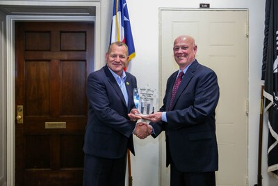 U.S. Rep. Troy Nehls receives the NSSF Real Solutions Champion award from NSSF's Lawrence G. Keane in Washington, D.C.
